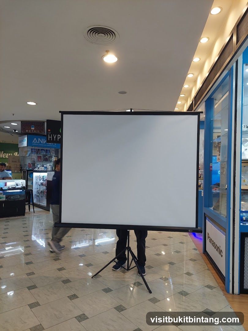 Shopping Mall Interior with Projector Screen