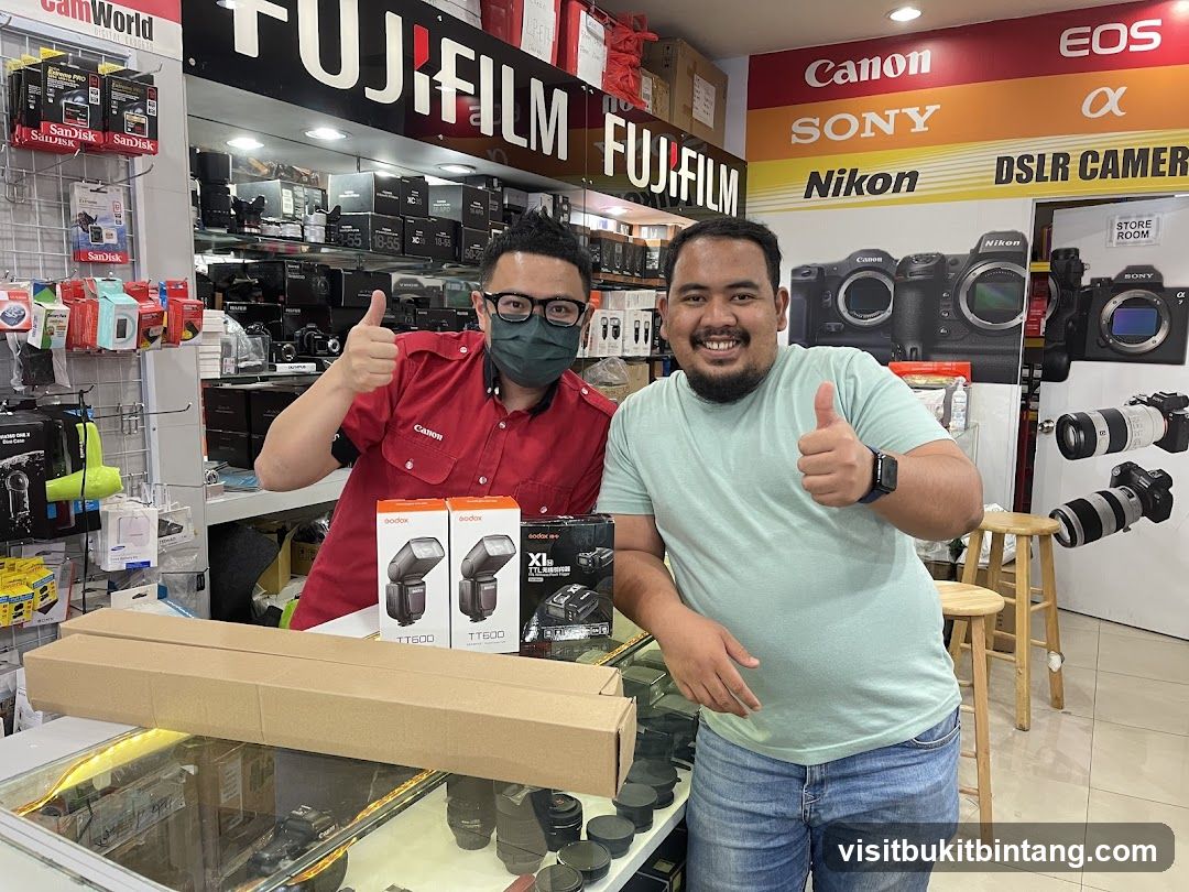 Camera Store Interior with Staff and Products