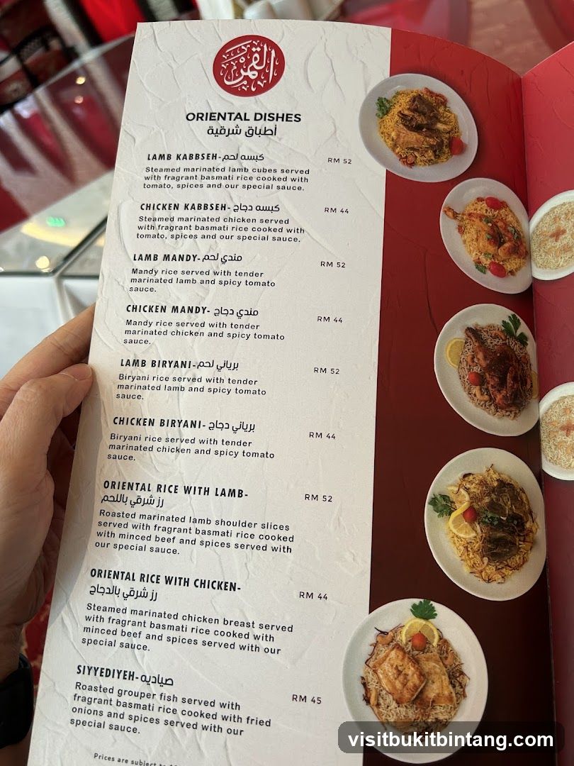 Oriental Dishes Menu