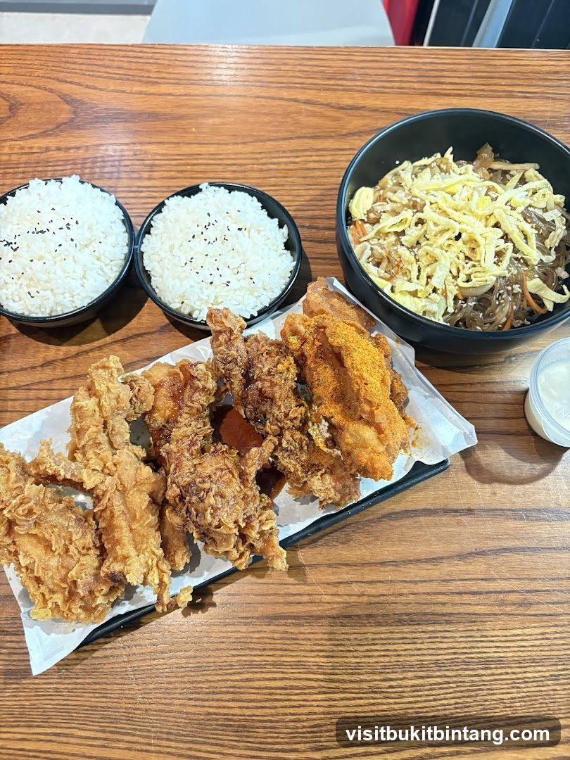 Korean Fried Chicken and Japchae