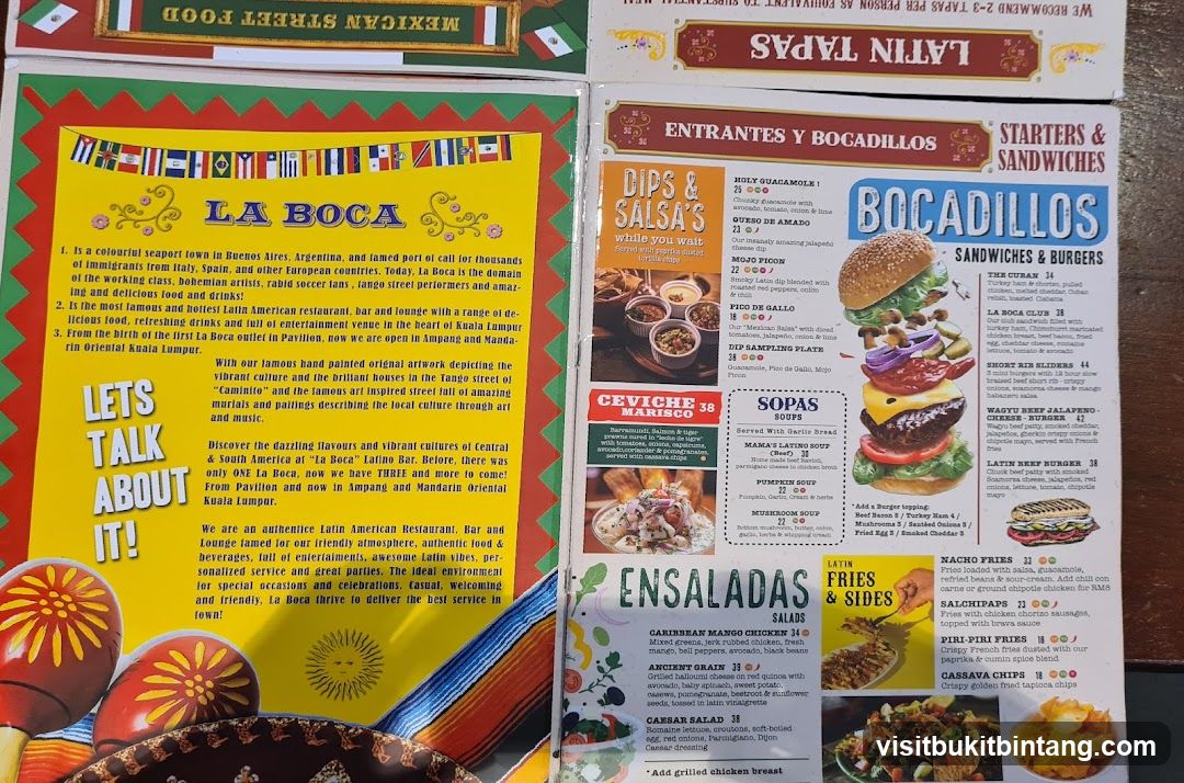 La Boca Menu and Brochure Spread