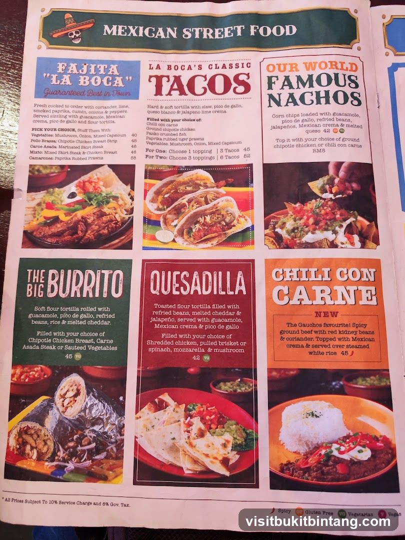 Mexican Street Food Menu