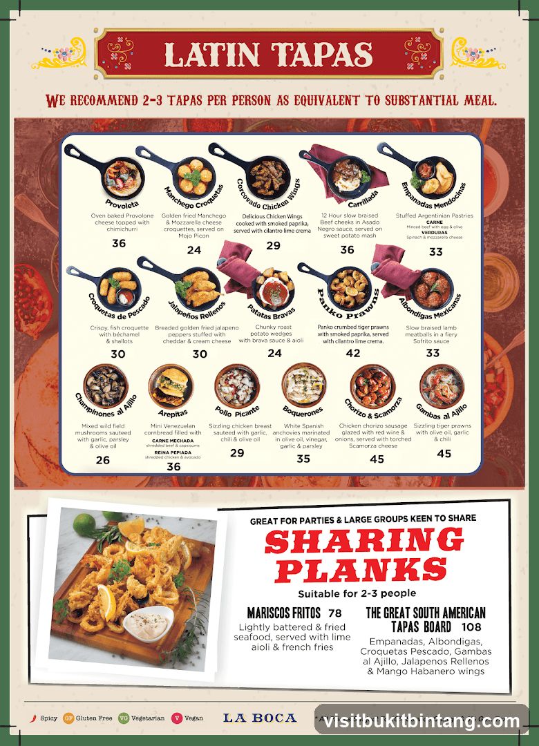 Latin Tapas Menu