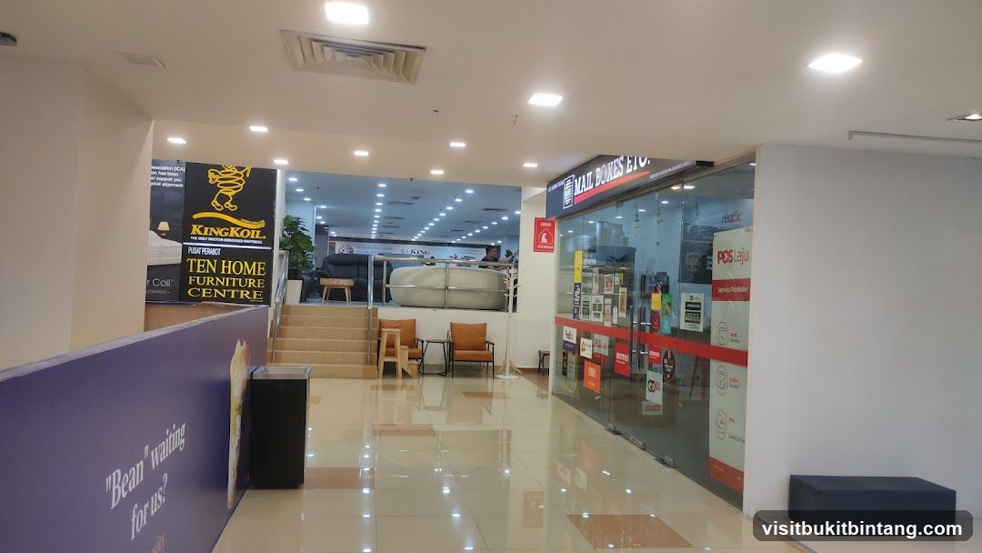 Mall Interior with Furniture Store and Mail Boxes Etc.