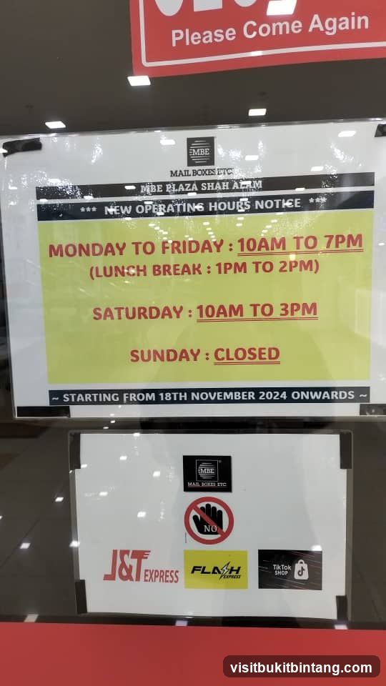 Operating Hours Notice