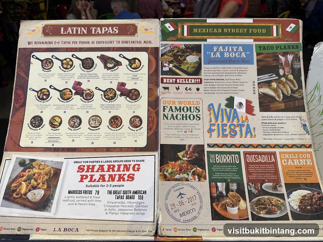La Boca Menu Display