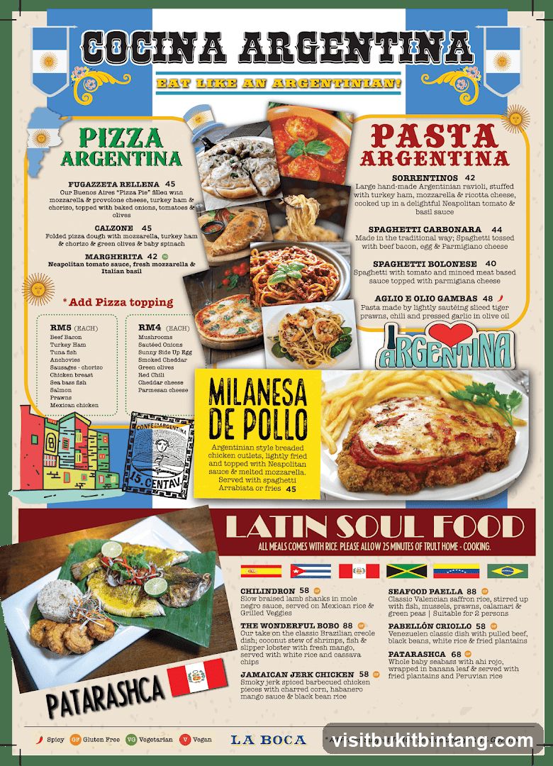 Cocina Argentina - La Boca Menu