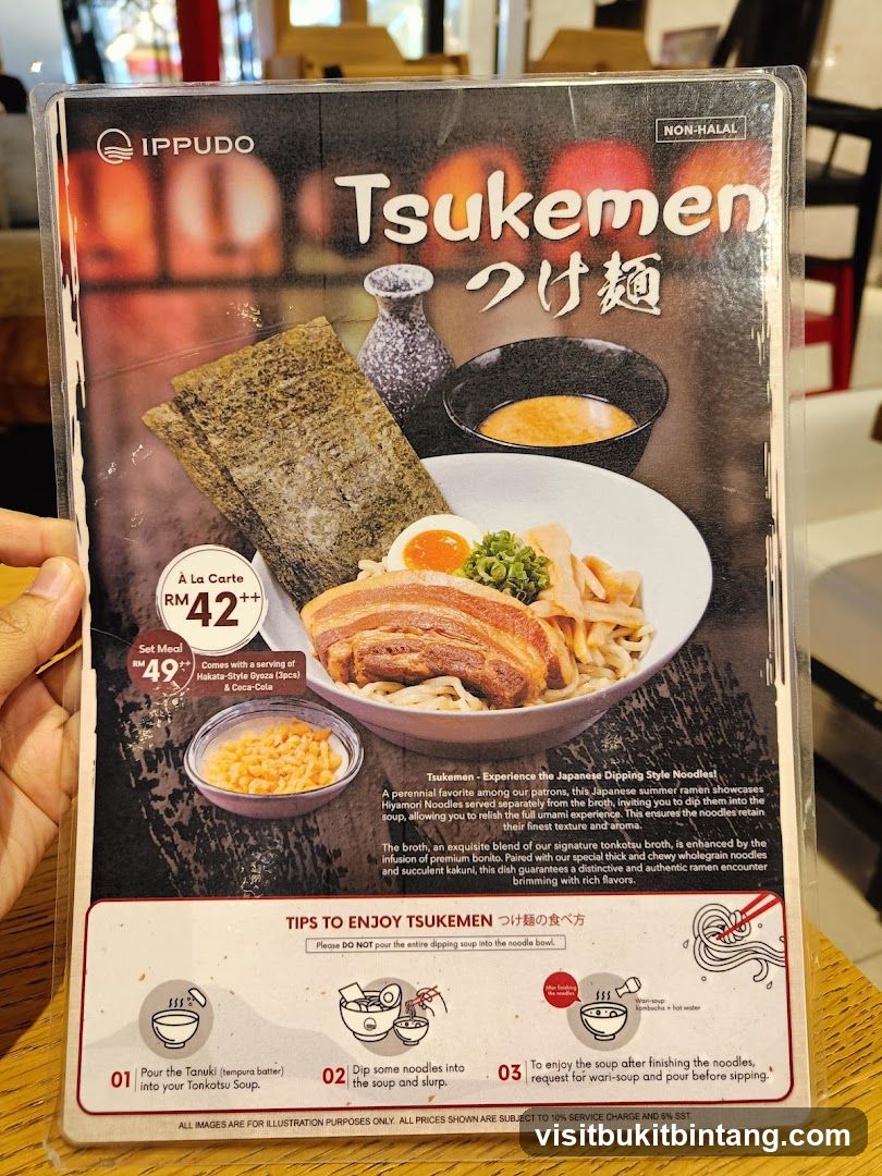 Ippudo Tsukemen Menu Card