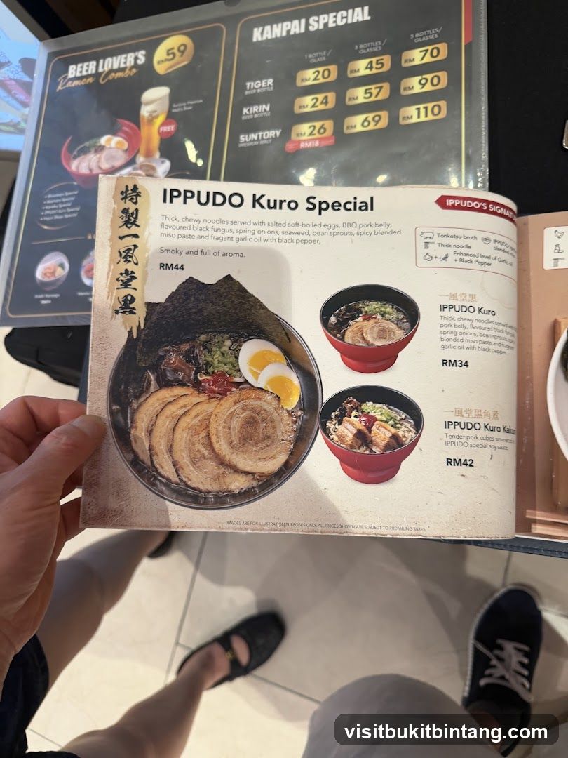 Ippudo Kuro Special Menu Page