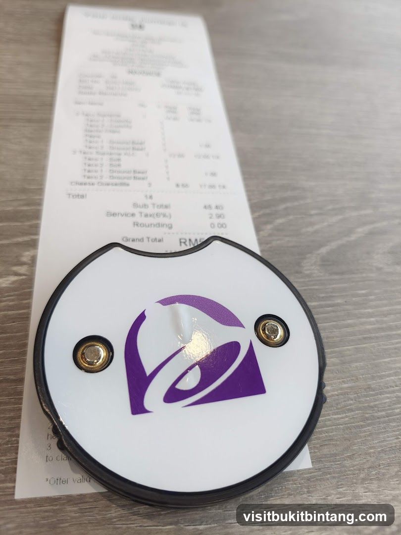 Taco Bell Receipt and Pager