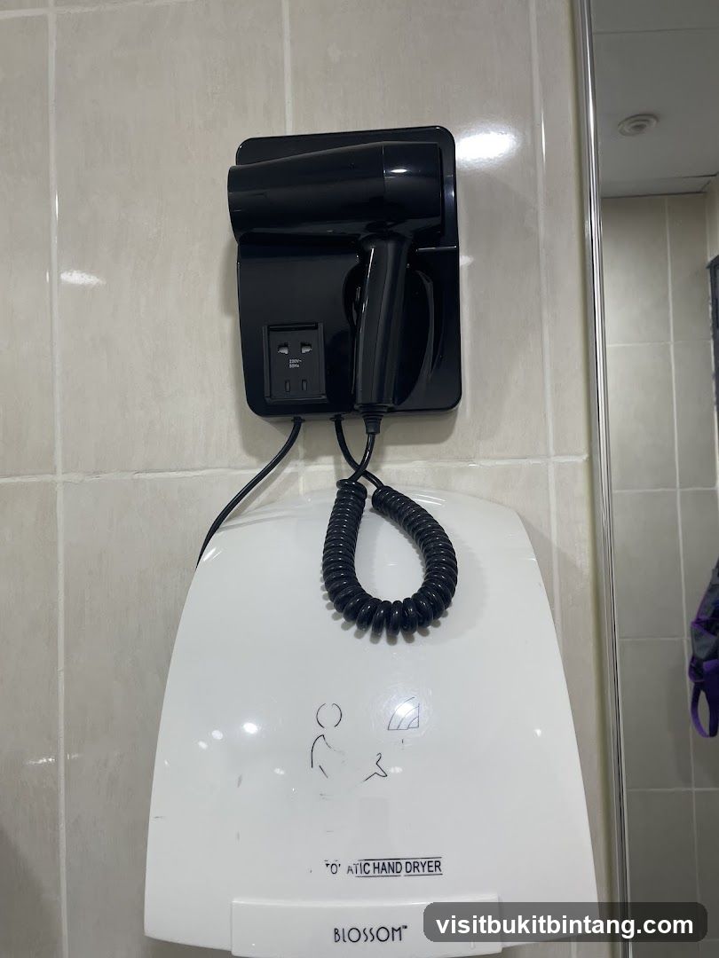 Wall-mounted hairdryer and hand dryer
