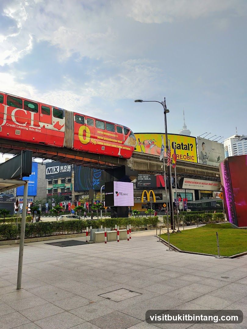 Urban Street Scene with Elevated Train and Billboards