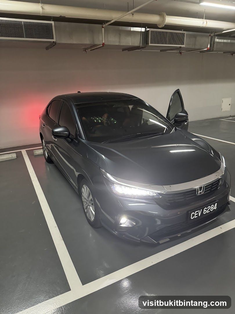 Dark Honda Civic in Parking Garage