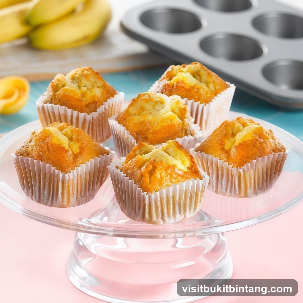 Banana Muffins on a Glass Stand