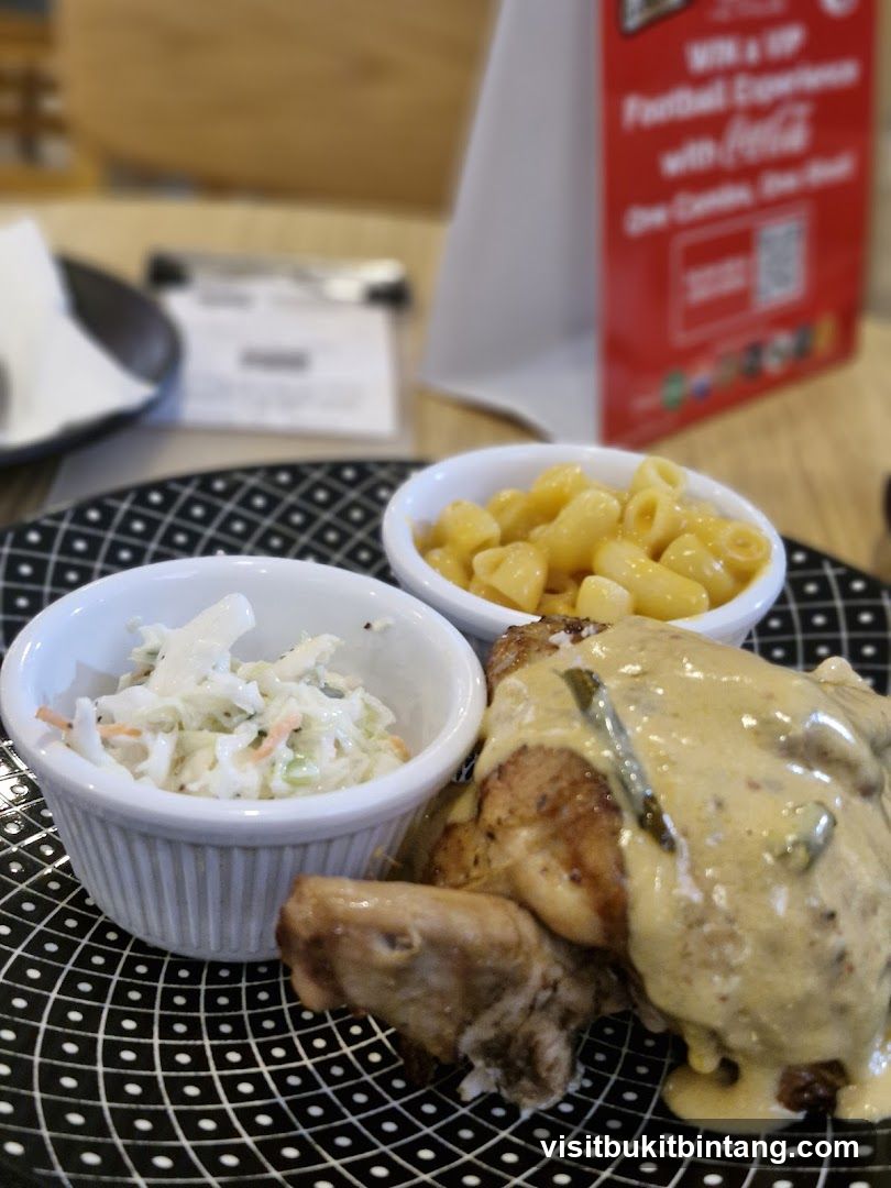 Chicken with Gravy, Coleslaw and Macaroni
