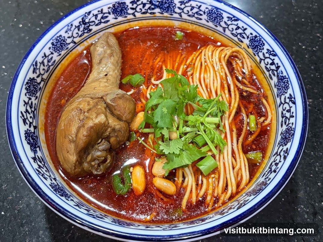 Spicy Noodle Bowl with Chicken Leg