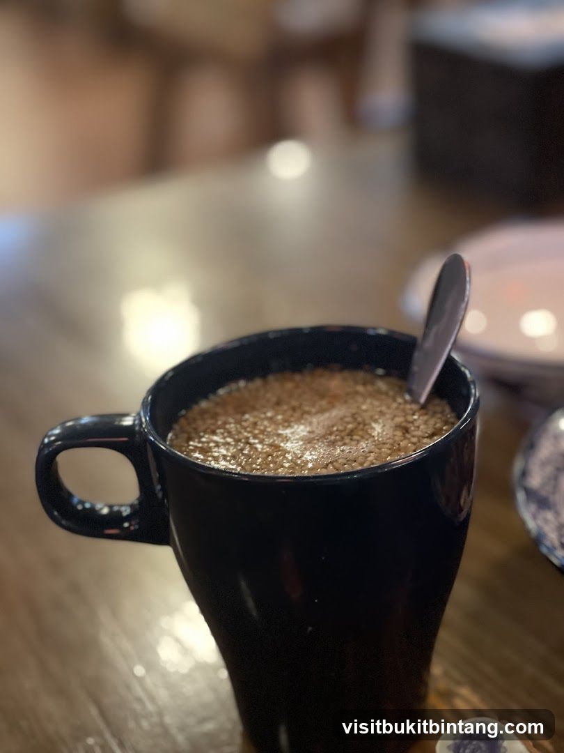 Coffee in a black mug