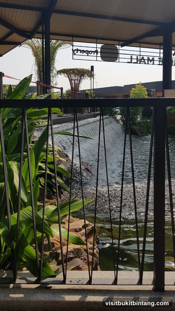 Outdoor Waterfall and Mall Signage