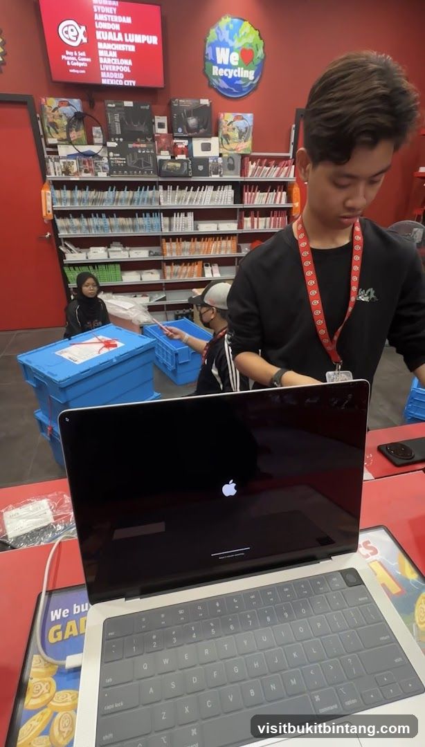 Tech Store Interior with Laptop Display