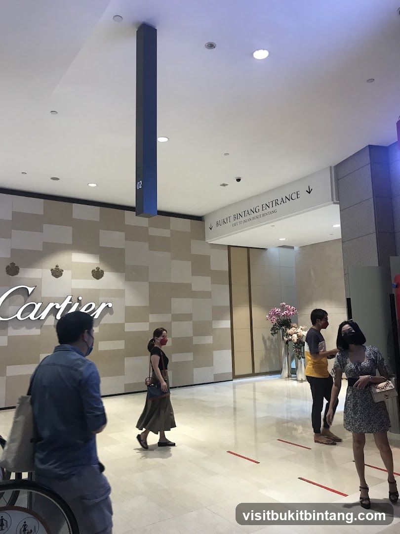 People in a mall with Cartier signage