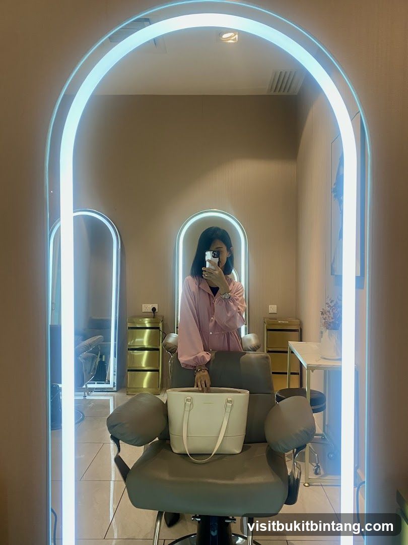 Woman Taking a Mirror Selfie in a Salon