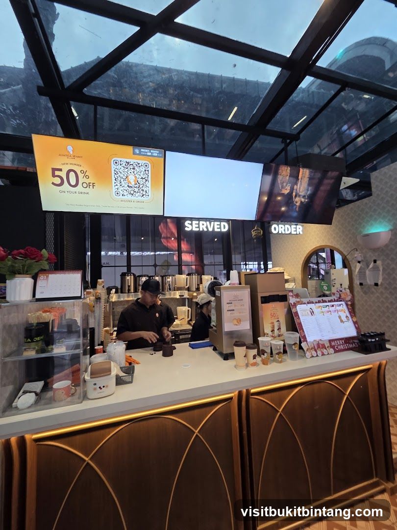 Cafe Counter with Staff and Promotions