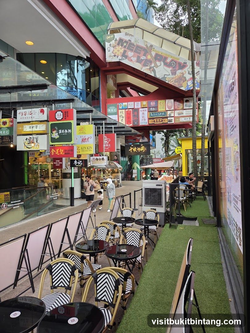 Outdoor Seating Area with Signs