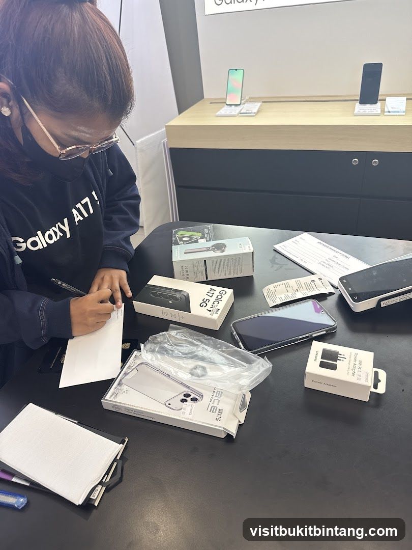 Customer at a Samsung Store