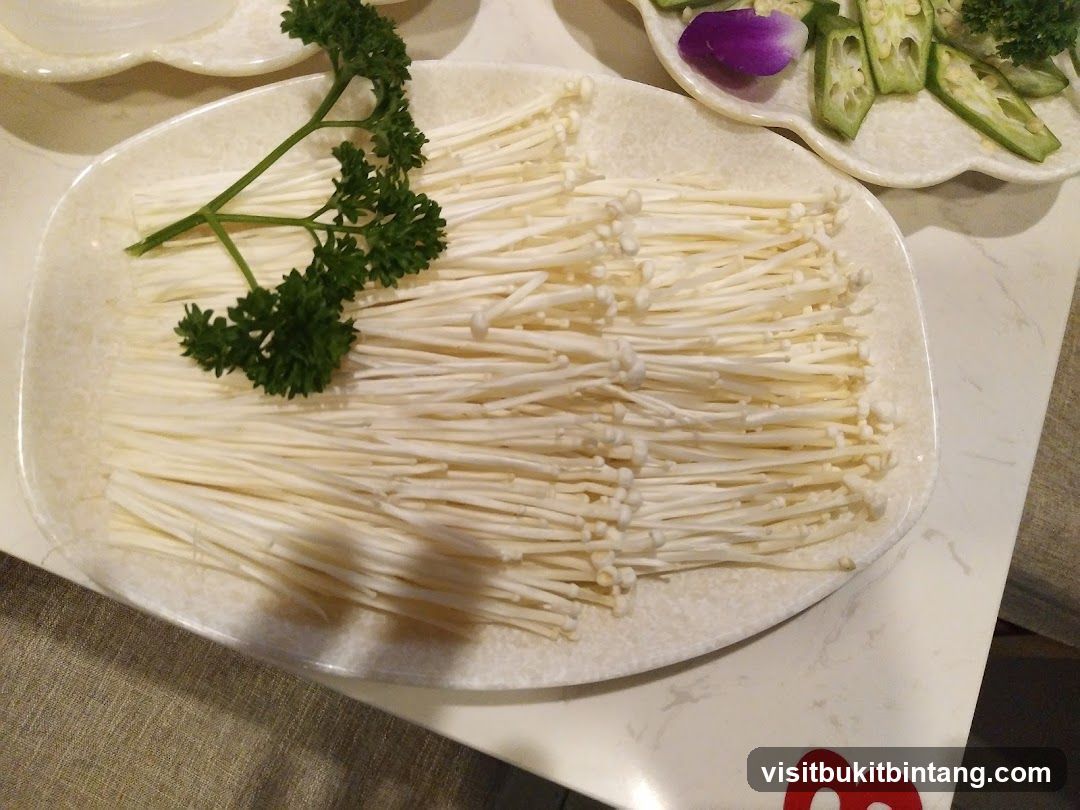 Enoki Mushrooms with Garnish