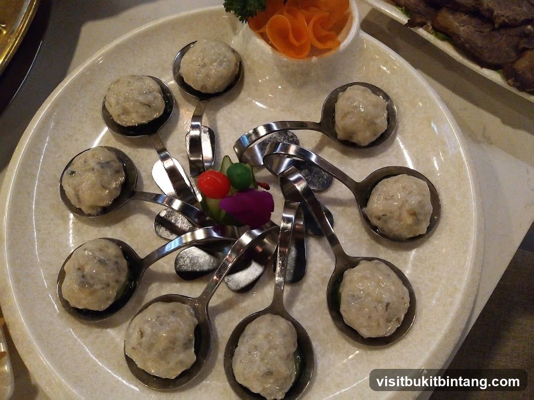 Spoon-Served Dumplings with Garnish