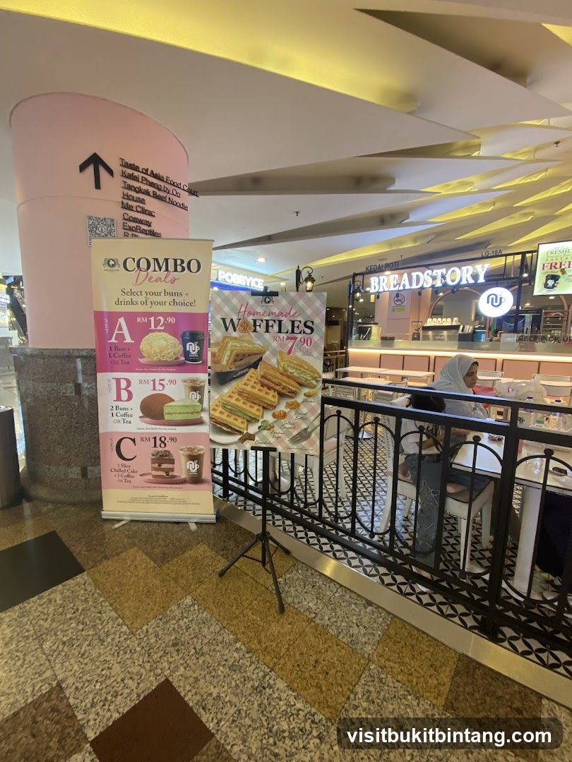 Food Court Interior with Combo Menu and Waffle Display