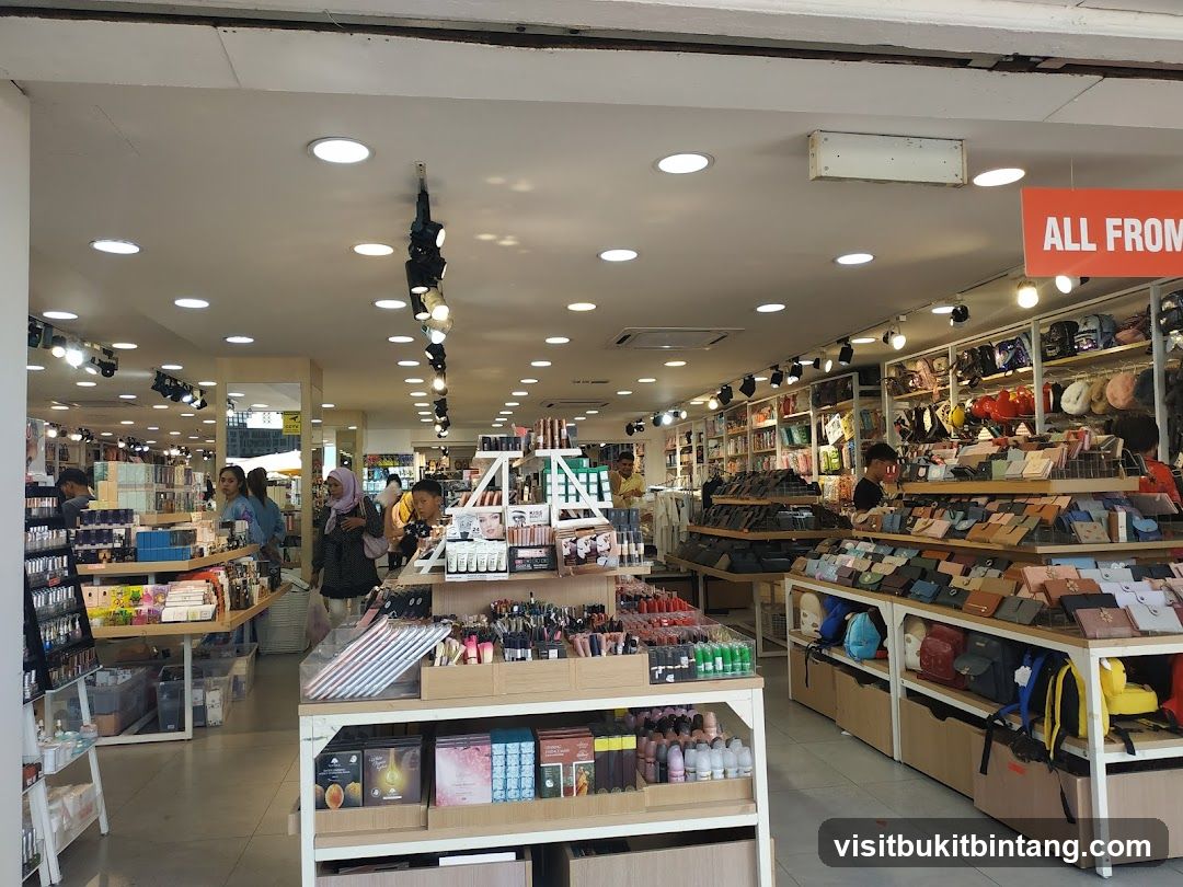 Interior of a retail store with cosmetics and accessories
