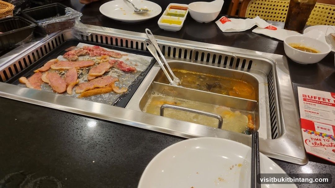 Buffet Table with Grilling Station