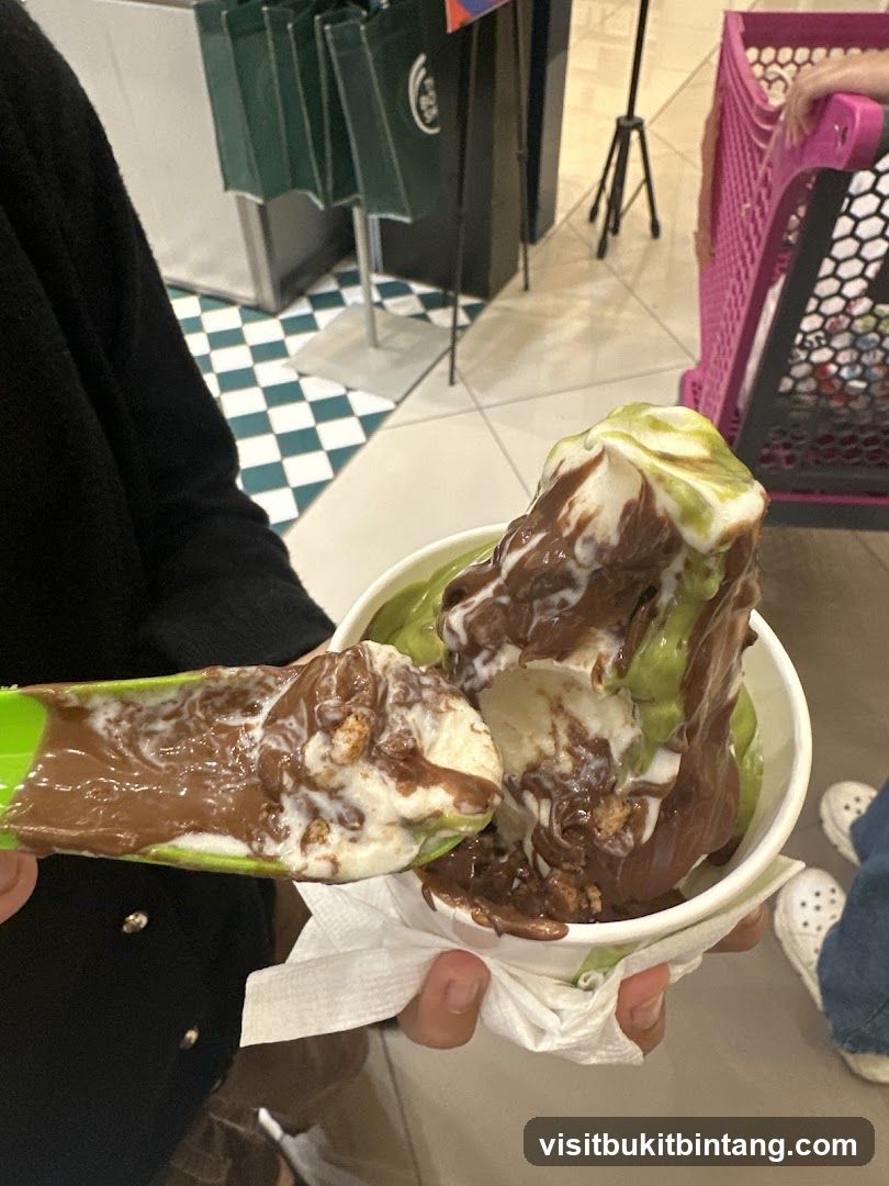 Dessert with Chocolate and Matcha Toppings