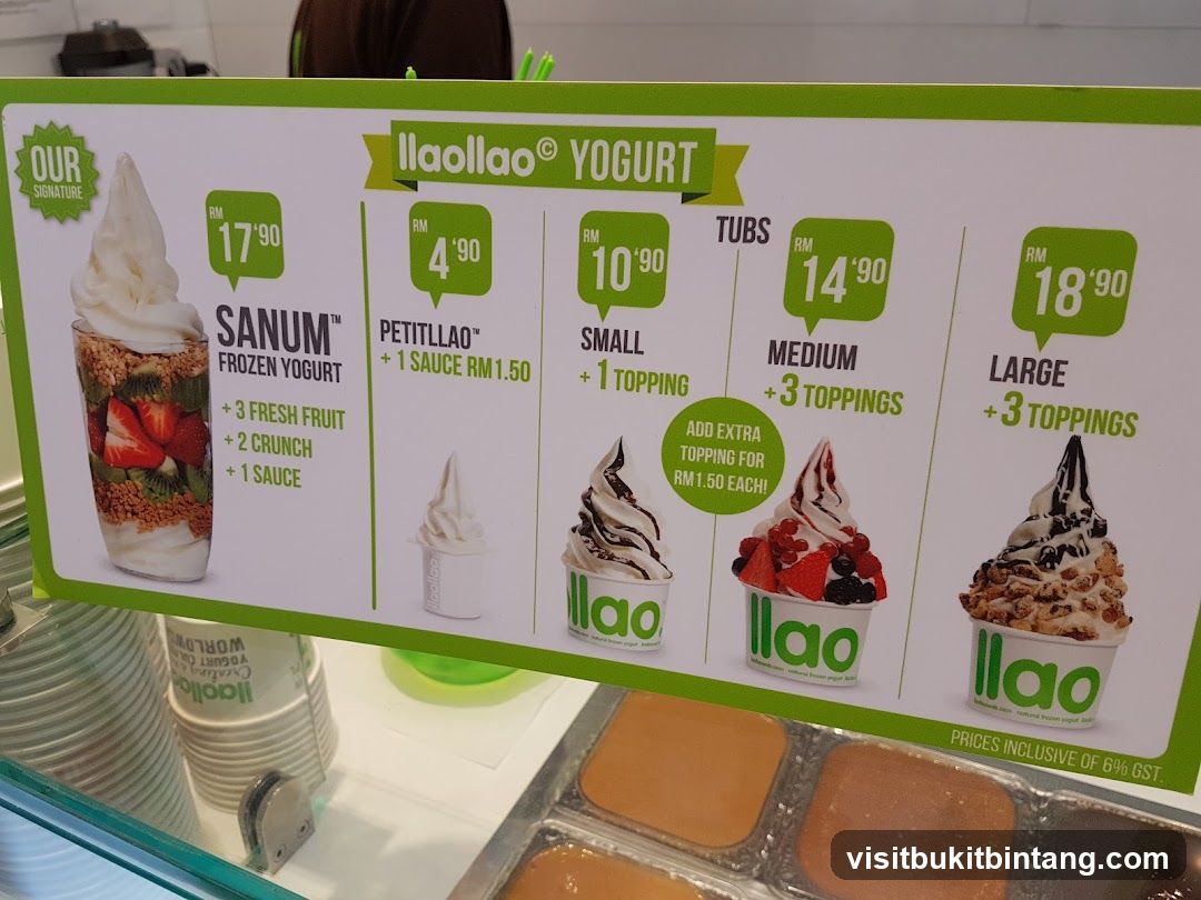 llaollao YOGURT Menu