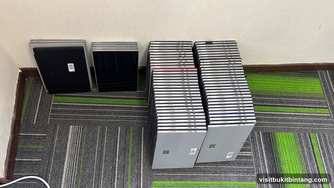 Stacked Laptops in Corner