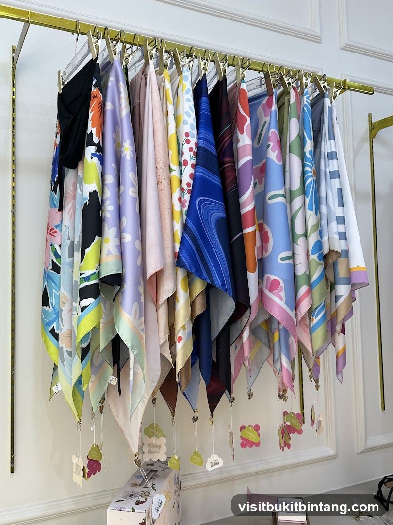 Hanging Scarves with Floral and Abstract Prints