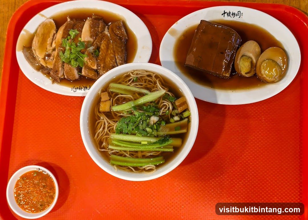Food Tray with Noodles and Sides