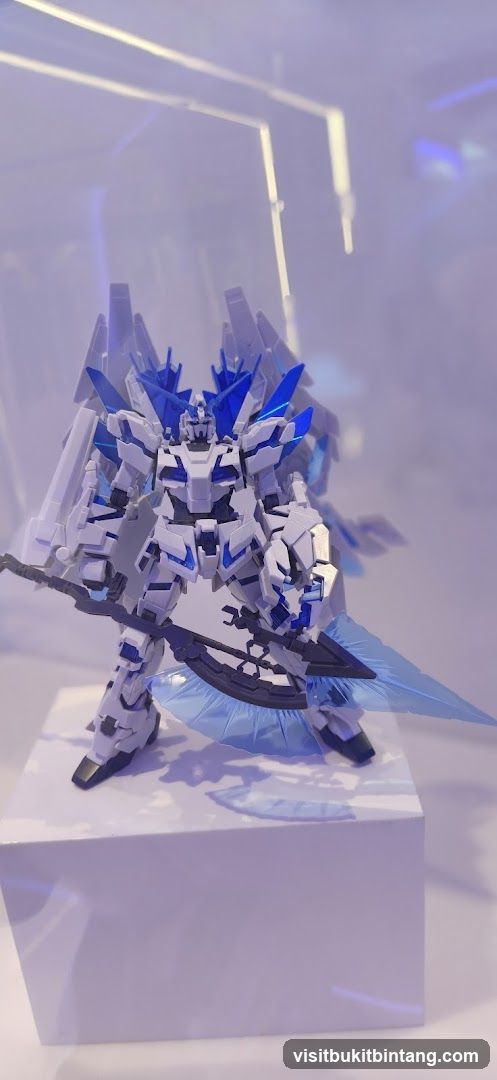 Blue and White Robot Figure Display