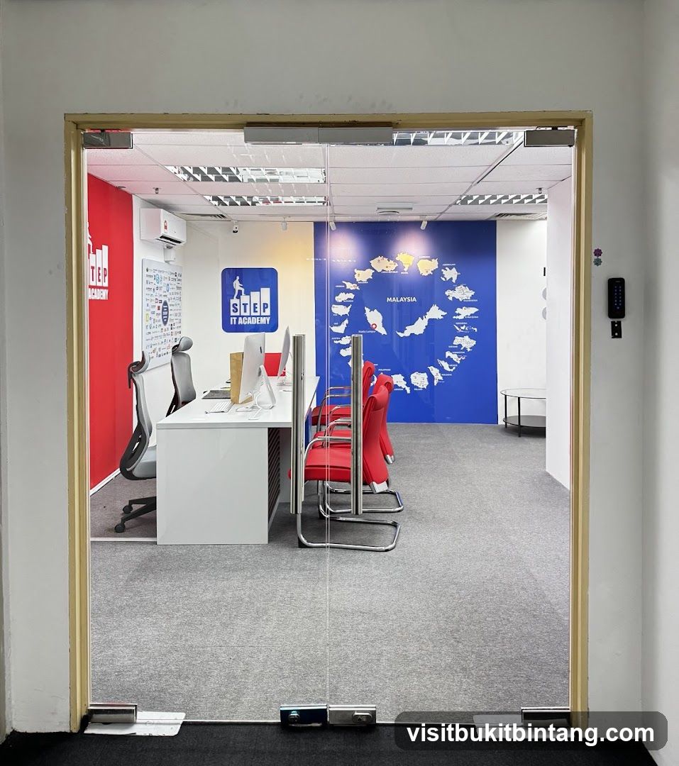 Office Interior View Through Glass Door