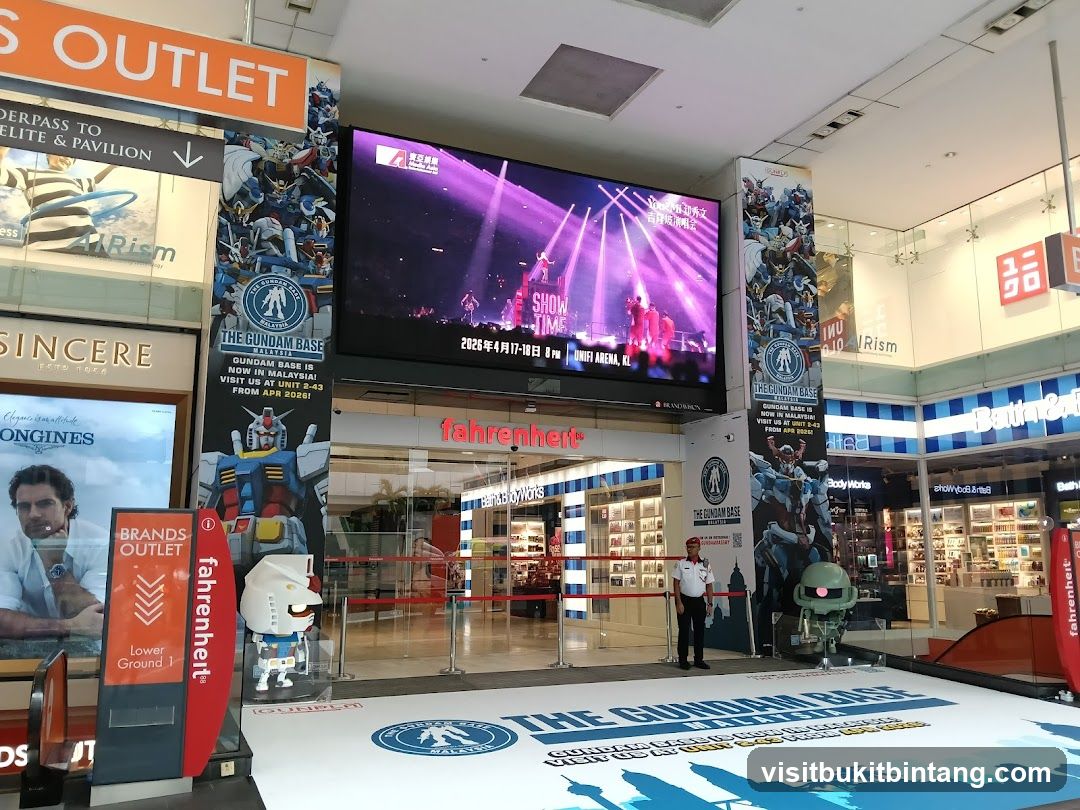 Gundam Base Malaysia Storefront with LED Screen and Merchandise Display