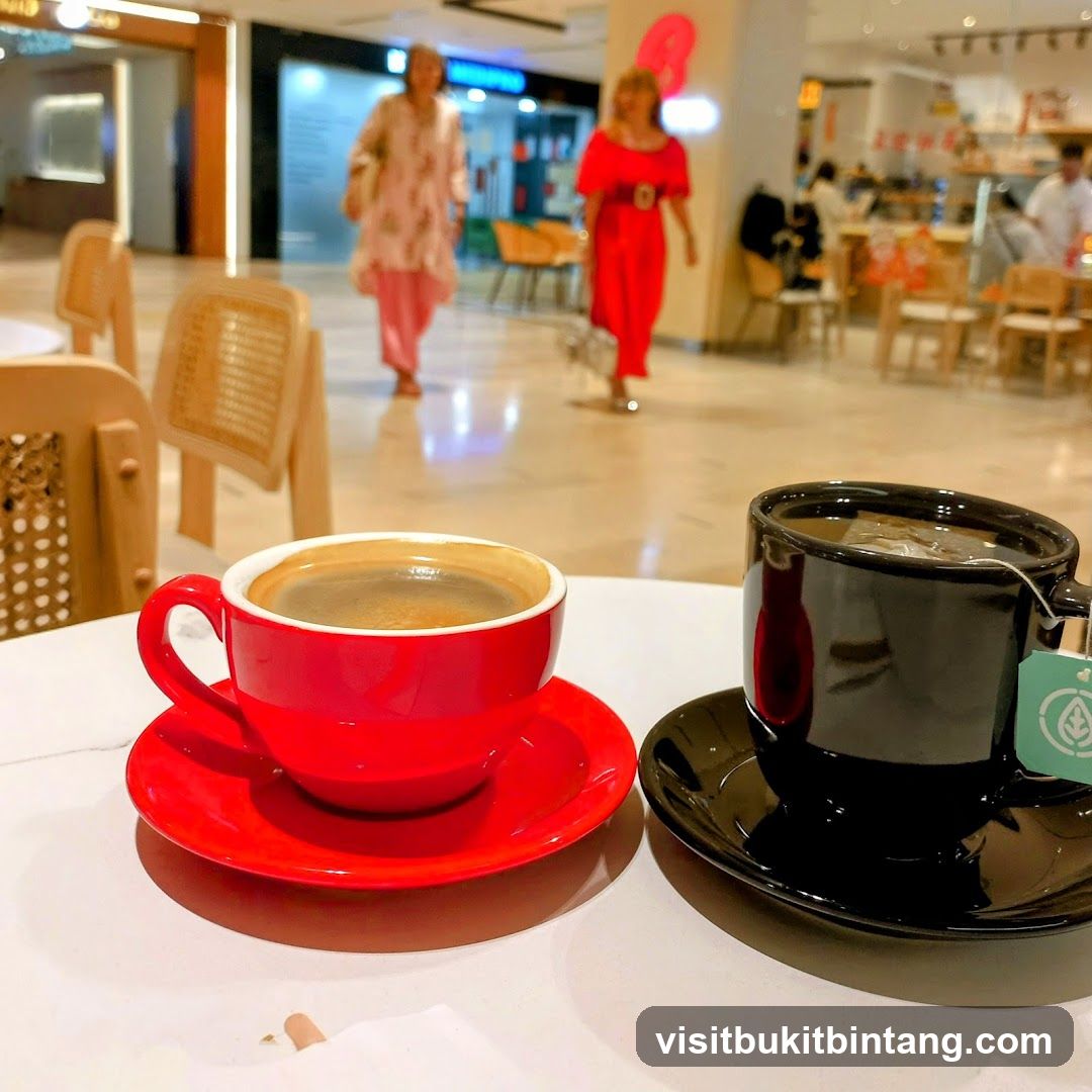 Coffee Shop Interior with Two Cups on Table