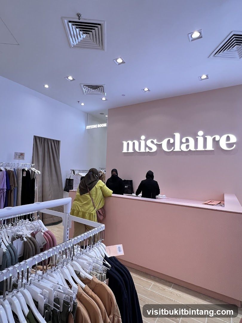Clothing store interior with a reception desk