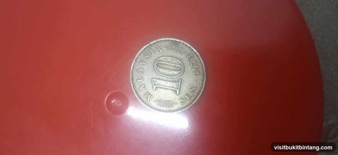 10 Sen Coin on Red Surface