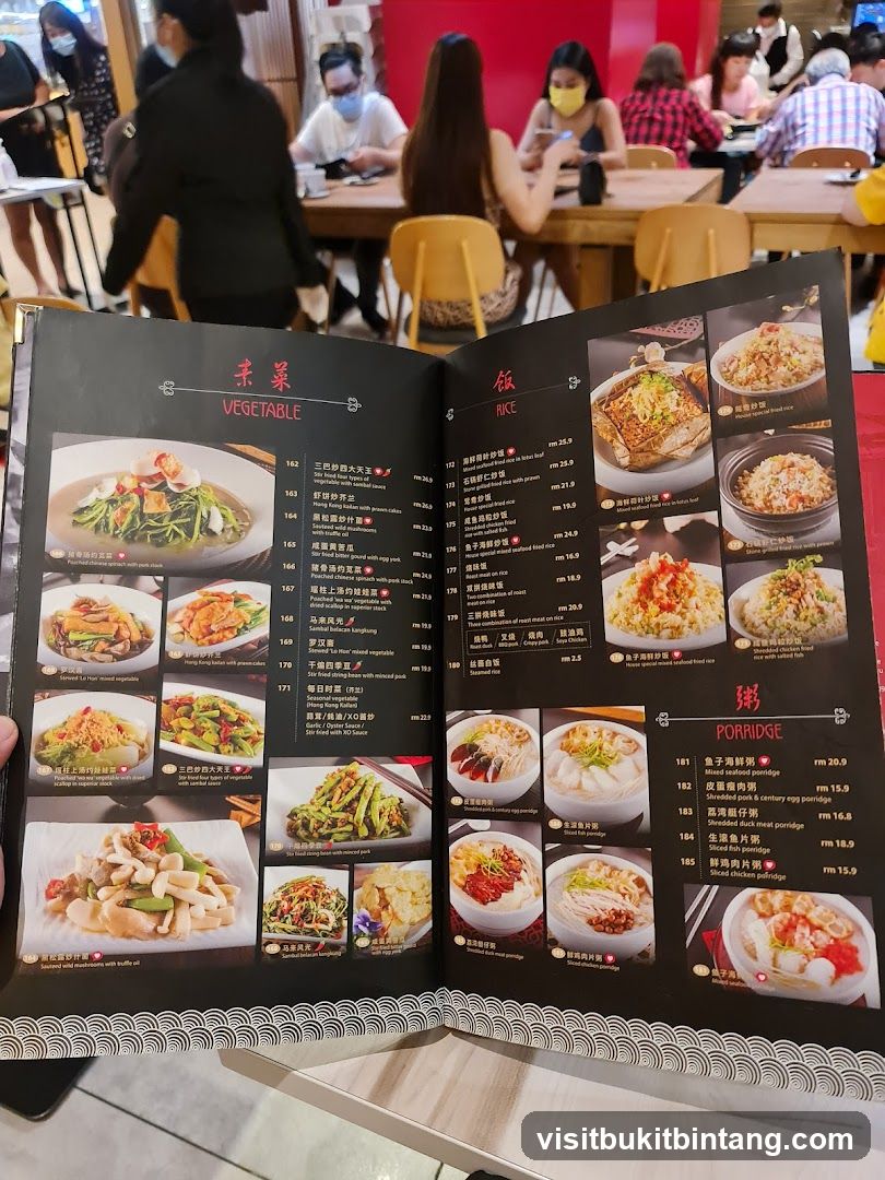 Vegetable, Rice, and Porridge Menu