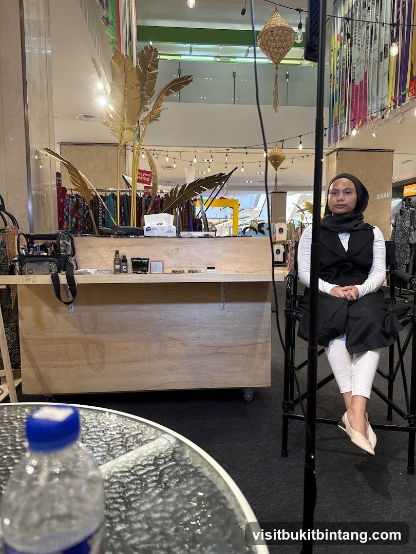 Woman sitting in front of a display