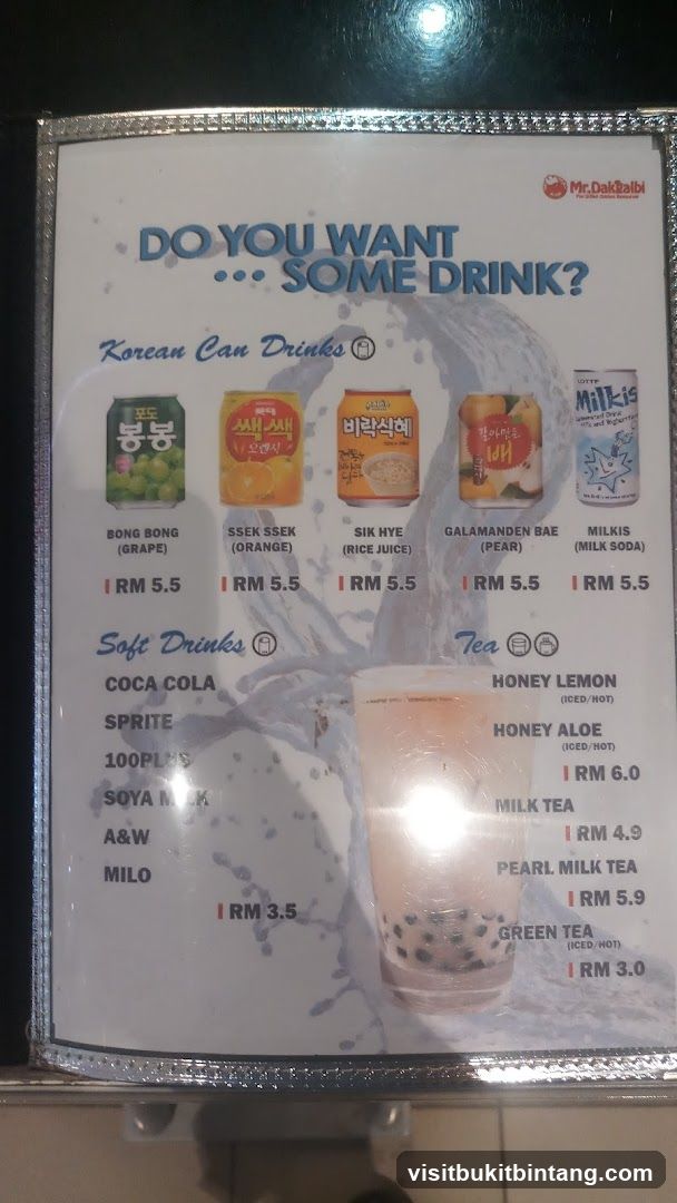 Mr. Dakgalbi Drink Menu