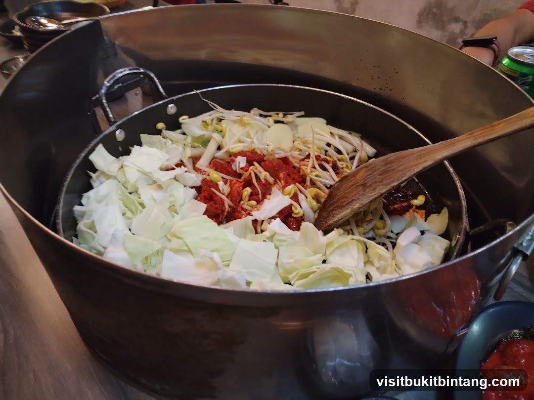 Stir-fry ingredients in a pot