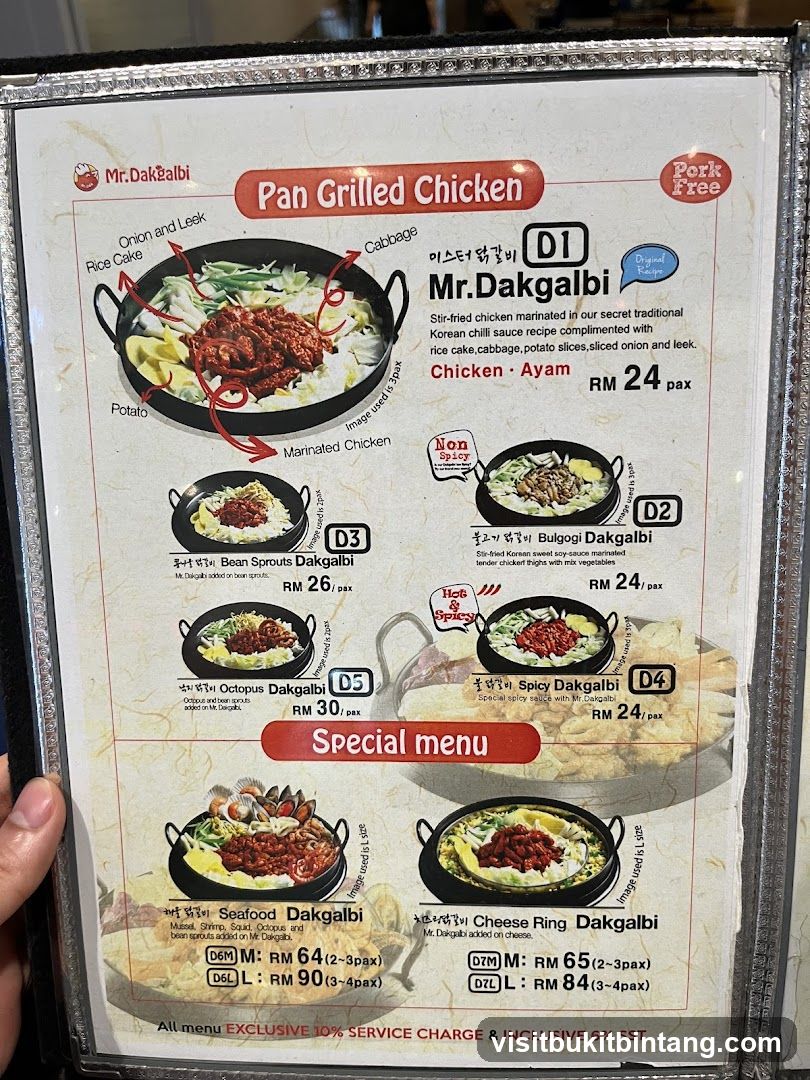 Mr.Dakgalbi Menu