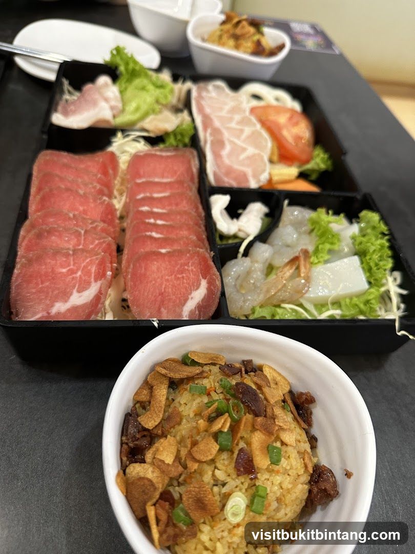 Assorted Meat and Seafood Platter with Fried Rice